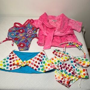 Build a bear swimsuit lot with bikini, one piece bathing suit, and robe.